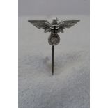 A WWII German stickpin made for a WWI veteran by the Veteran Association - eagle with swords, the