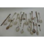 An assortment of Georgian, Victorian and later silver flatware including an 1852 Dublin silver