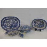 A collection of 19th Century blue and white including pearlware.