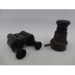 A pair of binoculars stamped Ross, London, X8 No. 1687.