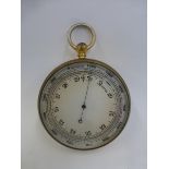 A large pocket barometer engraved to the case A.M. reference no. 6B/114 Barometer Aneroid pocket