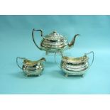 A George III silver three-piece Tea Set, by William Bateman, hallmarked London, 1819 and 1820, of