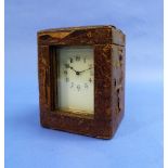 A French gilt brass five glass Carriage Clock, the white dial with black Arabic numerals, in a