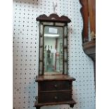 An antique mahogany Jewellery Box, in the form of a miniature mahogany mirror backed Dressing