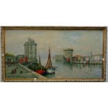 Marcel Catelein (French, b.1907) La Rochelle oil on canvas, signed (bottom left) 21?in x 43¼in (55cm