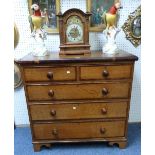 A 19thC oak Chest of Drawers, two short above three long, with mahogany banding and handles,