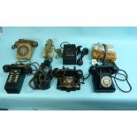 A quantity of vintage Telephones, including black bakelite, 1950s/60s and Trim-phone examples (a