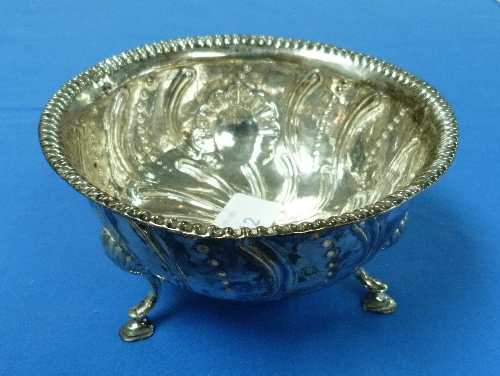 A George III Irish silver Bowl, by Matthew West, hallmarks for Dublin, of circular form, on three