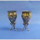 A matched pair of Continental silver Vases, import marks for Birmingham 1909 and Sheffield 1893,