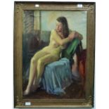 Frederick Bagust (1902-1986) Study of a Nude oil on board 28in x 20in (71cm x 51cm), framed.