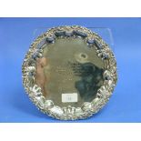 A George IV silver Salver, by Solomon Royes, hallmarked London, 1820, of circular form, with shell