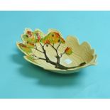 A Carlton Ware embossed oak pattern Dish, decorated in colours, 11in (28cm) long.