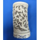 A Chinese carved ivory Brush Pot, Qing dynasty, circa late 19thC / early 20thC, decorated with