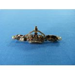 A Bar Brooch, in yellow metal, the front set with a Royal Crown and a ribbon enamelled Jubilee