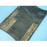 A Chinese engraved clay convex antique Roof Tile Inkstone, the uderside bearing incised Han