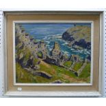 Ernest Knight (British, 1915-1995) Tintagel Castle oil on canvas, signed 'Ernest Knight' (lower