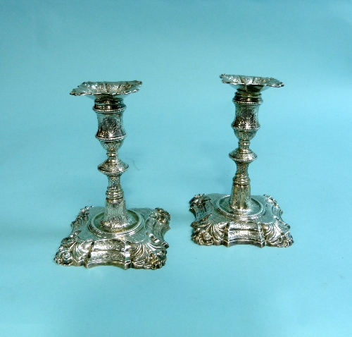 A pair of George II silver Candlesticks, by William Cafe, hallmarked London, 1759, each with