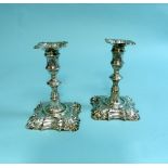 A pair of George II silver Candlesticks, by William Cafe, hallmarked London, 1759, each with