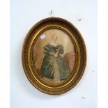 19thC English School Wife of Wm. Hudson of Ousecliffe, York. oval, watercolour, titled verso 11in