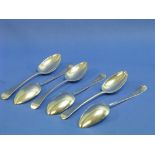 A near matched set of six Georgian silver Table Spoons, London hallmarks, various dates and