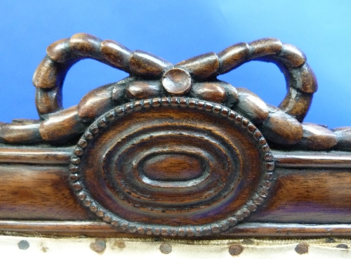 A French-style mahogany framed Love Seat, with serpentine front with decorative carvings, raised - Image 2 of 3