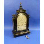 A George III ebonised quarter chiming Bracket Clock, signed James Murray, Royal Exchange, London,