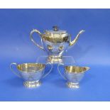 An George V silver three piece Tea Set, by James Dixon & Sons, hallmarked Sheffield 1917, comprising