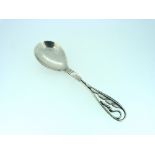 A Georg Jensen 'pea pod vine leaf' pattern Spoon, London import marks for 1928, with pierced