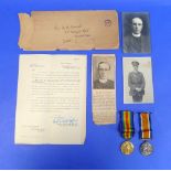 A pair of W.W.1 War and Victory medals, to Rev. A. G. Curnow, together with associated meorabilia