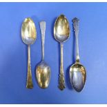 A near matched pair of 19thC silver Table Spoons, London Hallmarks, 1824 and 1809, together with