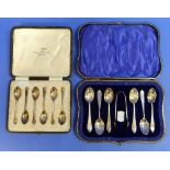 A George V set of six silver Teaspoons and Sugar Nips, by Wakely & Wheeler, hallmarked London, 1913,