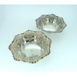 A pair of Edwardian silver Bon Bon Dishes, hallmarked Sheffield, 1903, of octagonal form, and chased