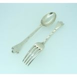 A "James II" style silver 'Trefid' Spoon and Fork set, by Francis Howard Ltd, hallmarked