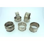 A pair of silver Napkin Rings, hallmarked Birmingham, 1959, of oval form with engraved decoration,