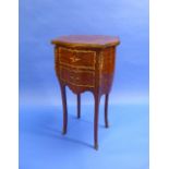 A 19thC French Kingwood Side Cabinet, with two drawers raised on cabriole legs, the whole with