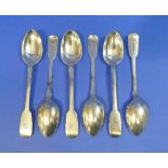 A set of six Victorian silver fiddle pattern Teaspoons, hallmarked London, 1860, the engraved with