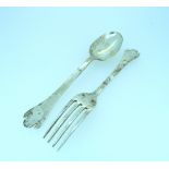 A "James II" style silver 'Trefid' Spoon and Fork set, by Francis Howard Ltd, hallmarked