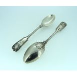 WWI Interest; A pair of fiddle, thread and shell pattern silver Teaspoons, by Walker & Hall,
