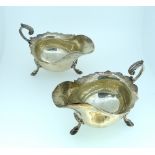 A pair of George V silver ¼pt Sauce Boats, by Walker & hall, hallmarked Sheffield, 1927, each of