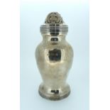 A George V silver Sugar Caster, hallmarked London, 1913, of baluster form, the pierced cover with