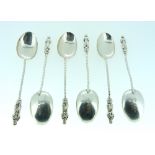 A set of six Victorian silver Apostle-style Coffee Spoons, hallmarked Birmingham, 1900, with