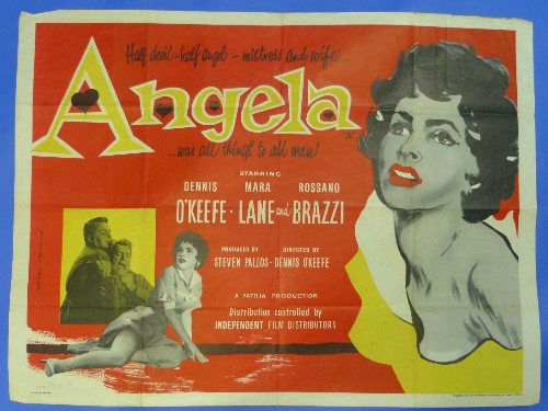 Vintage Movie Posters: Angela, UK Quad 30in x 40in, folds, framed. - Image 2 of 2