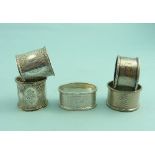 A pair of Victorian silver Napkin Rings, hallmarked London, 1884, with beaded borders, engraved