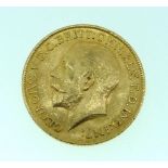 A George V gold Sovereign, dated 1912.