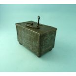 A rare 16thC/17thC Nuremberg Iron Jewellery Box, the hinged lid, with moveable carrying handle,