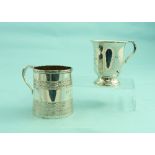 A George V silver Christening Mug, hallmarked Birmingham, 1920, with reeded borders and scroll