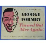 Vintage Movie Posters: Turned our Nice Again, George Fornby, UK Quad 30in x 40in, folded, unframed.