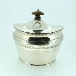 A George V silver Tea Caddy, by Mappin & Webb, hallmarked London, 1911, of oval form with beaded