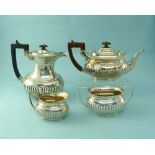 A George VI near matched four piece silver Tea Set, by B Worth & Sons, hallmarked Sheffield, 1931,