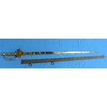 A 19thC Infantry Officer's Sword, blade by J. J. Runkel, Solingen, the 32½in (82.5cm) blade engraved